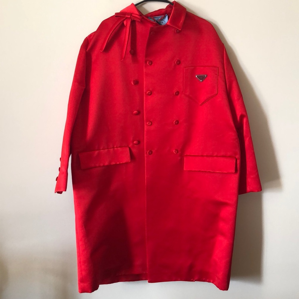 Prada silk double breasted runway coat